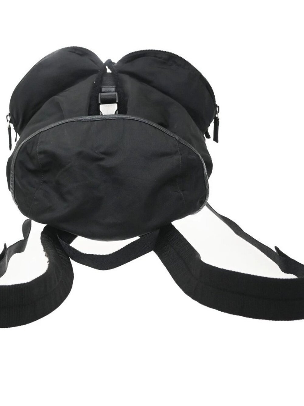 PRADA Logo Drawstring Backpack Bag Tessuto Nylon Leather Black Silver 62KD432 - Picture 5 of 16